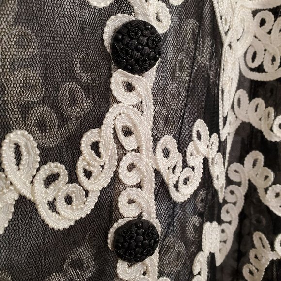 Pretty Angel XL Jacket Silk Lace Embellished Soutache Button Front Layer Sheer - Picture 10 of 10